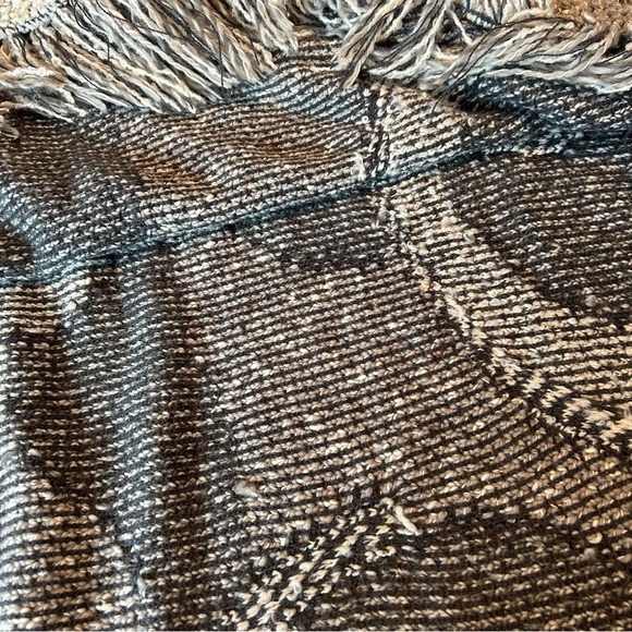 I.N.C.International Concepts Gray White Tan Knit Wool Alpaca Blend Fringe Poncho - Picture 12 of 16